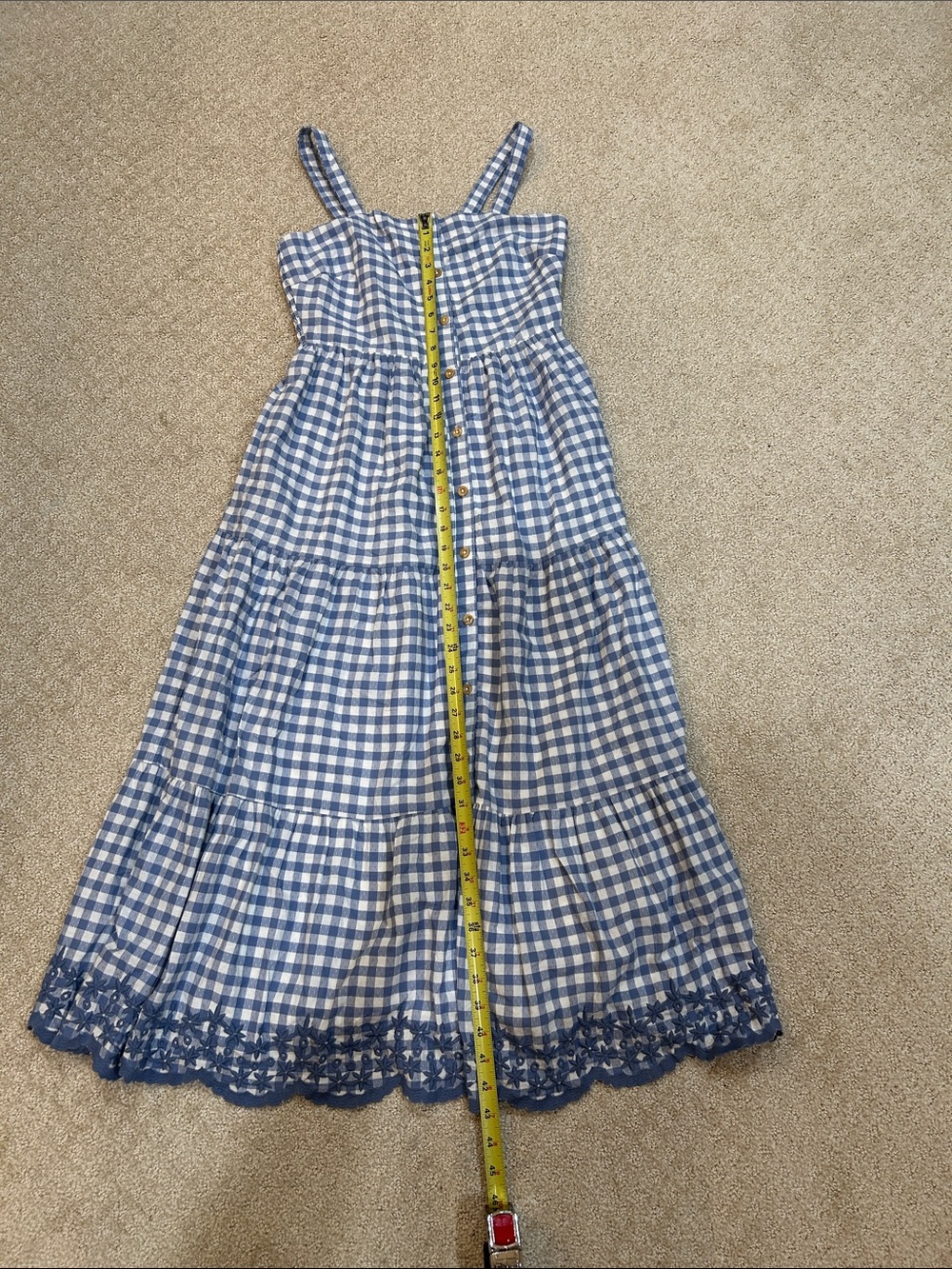 Shabby Chic Blue Gingham Button-Front Sundress Size 2 - Picture 13 of 13